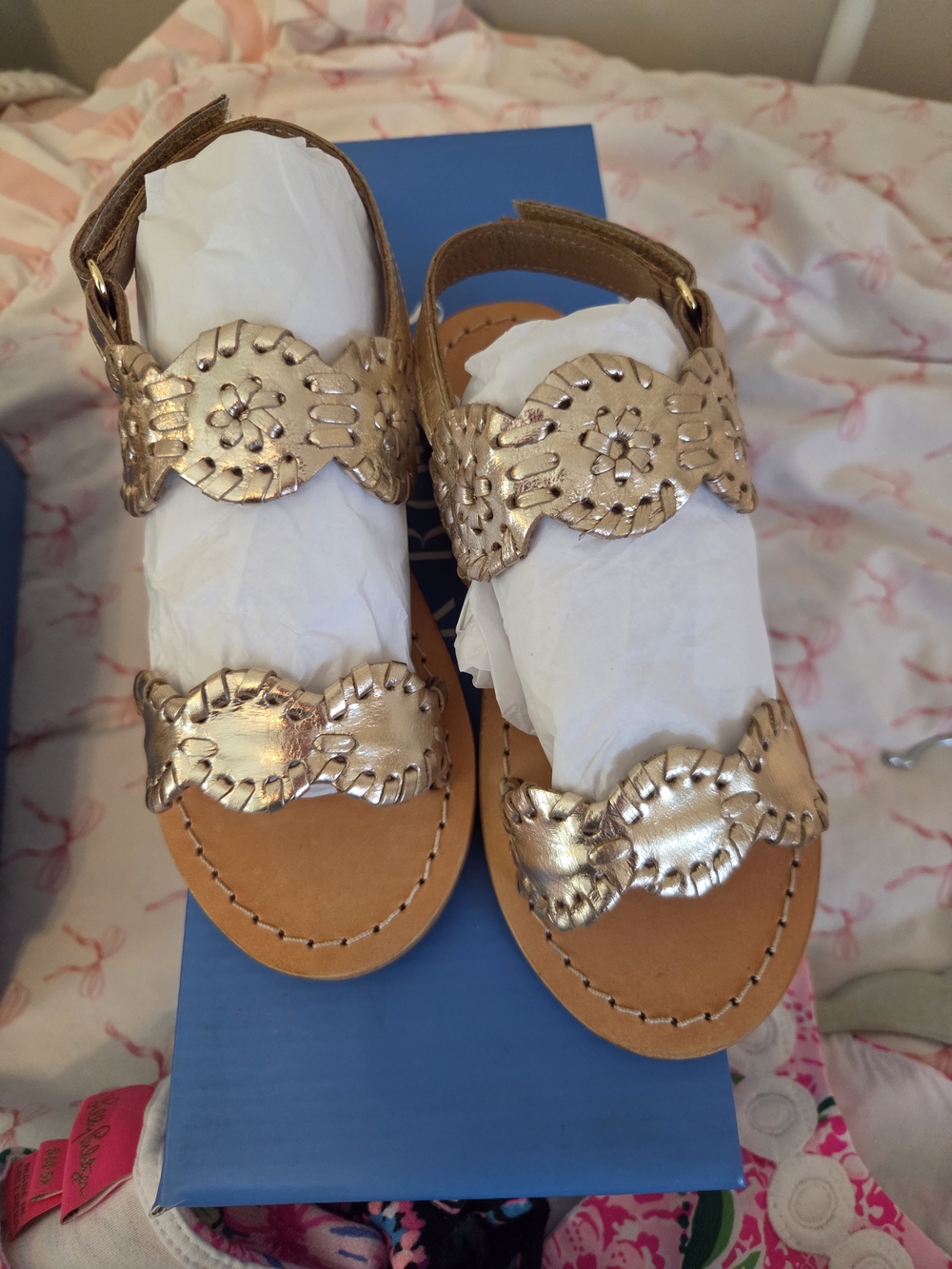 Jack Rogers Girls Metallic Gold Leather Sandals